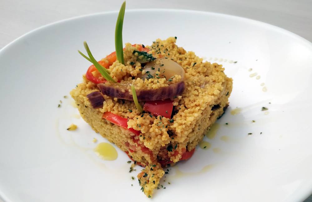 Cous cous a freddo con verdure di stagione e Olio Febo aromatizzato al bergamotto